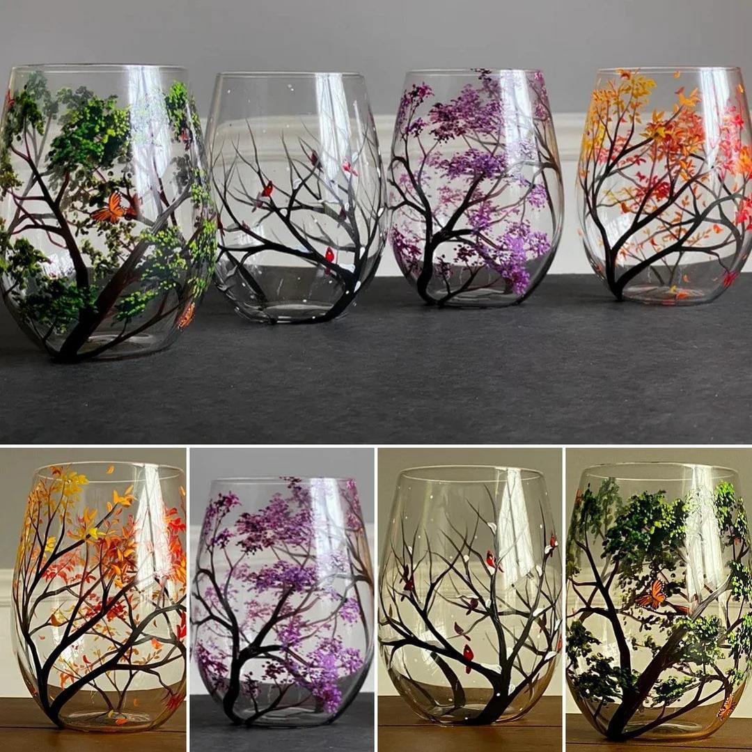 Four Seasons Tree Wine Glass