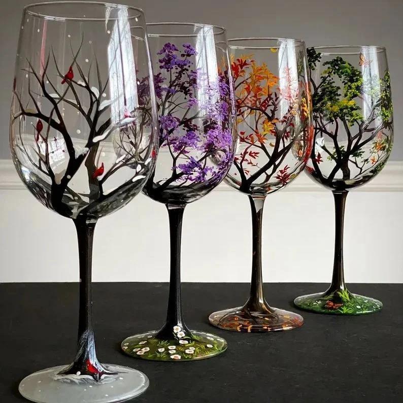 Four Seasons Tree Wine Glass